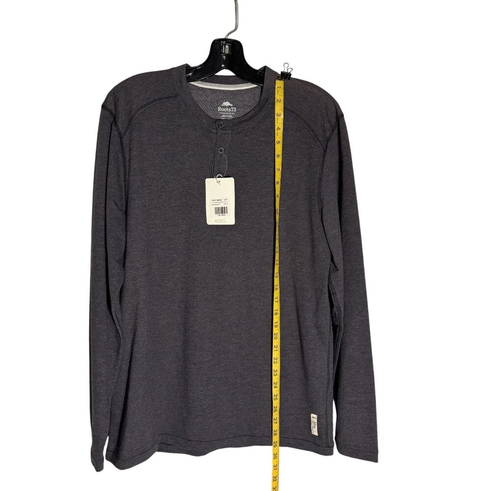 Roots 73 Mens Riverrock Henley Top Dark Charcoal Long Sleeve Large - Picture 5 of 10